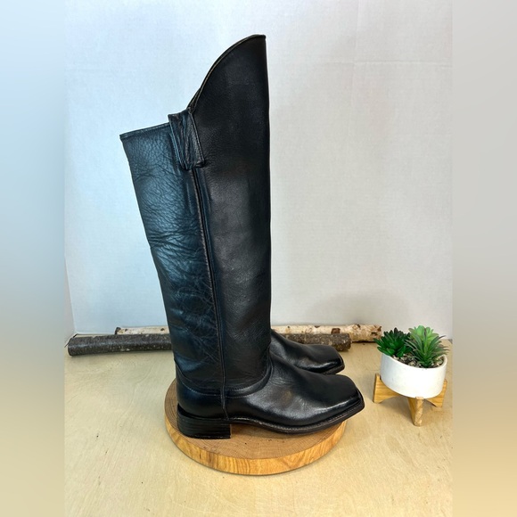 Handmade Men’s Black Leather Tall Riding Boots | Western Equestrian Style Size 8 main image 9
